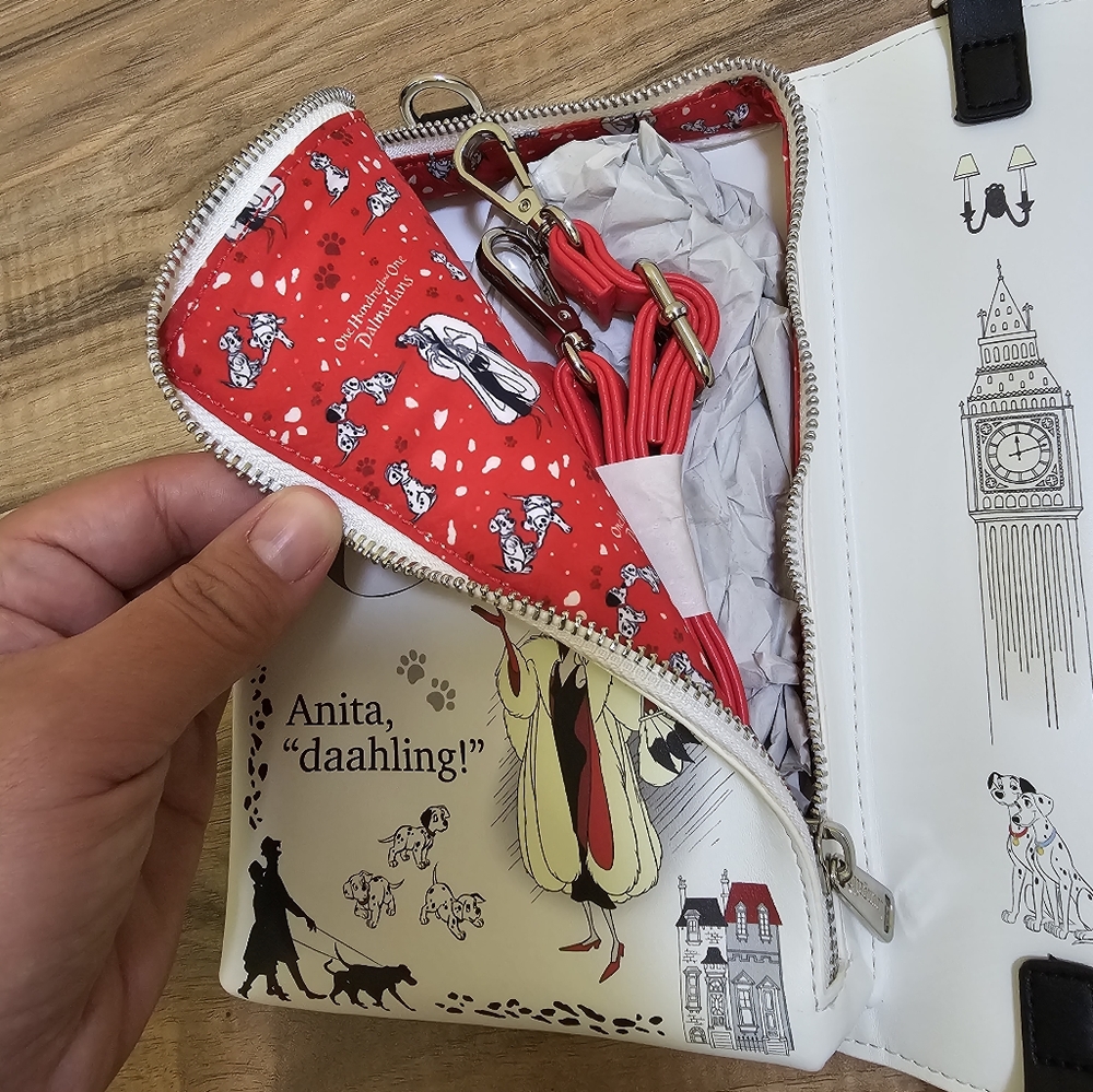 Loungefly 101 Dalmatians Book Convertible Crossbody Bag/Backpack and a wallet - Picture 6 of 9